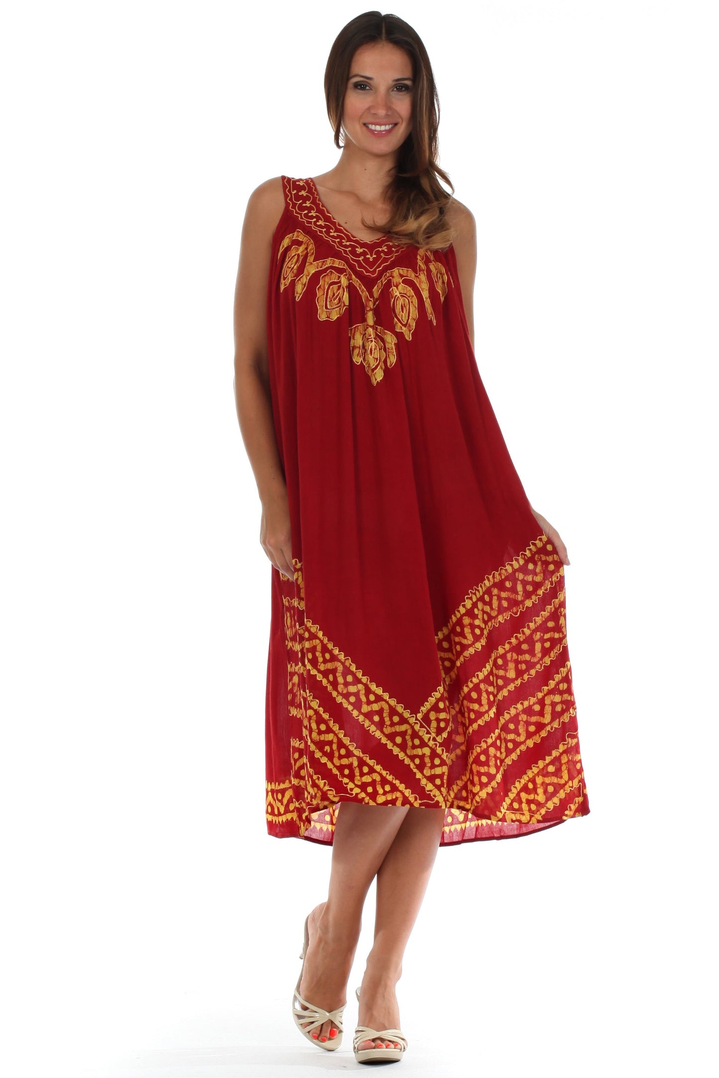 Sakkas Batik Stripe Sleeveless Caftan Dress