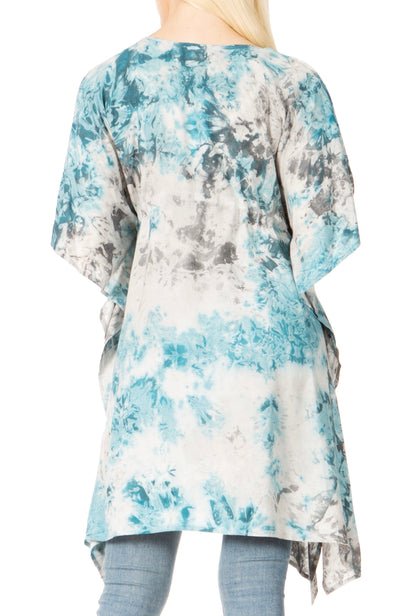 Sakkas Marcy Women's V-neck Caftan Top Tunic Dress - Perfect for Summer Boho Style & Swinging Coverup