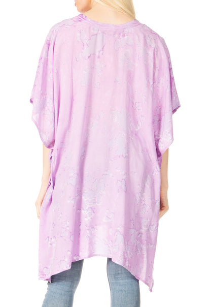 Sakkas Marcy Women's V-neck Caftan Top Tunic Dress - Perfect for Summer Boho Style & Swinging Coverup