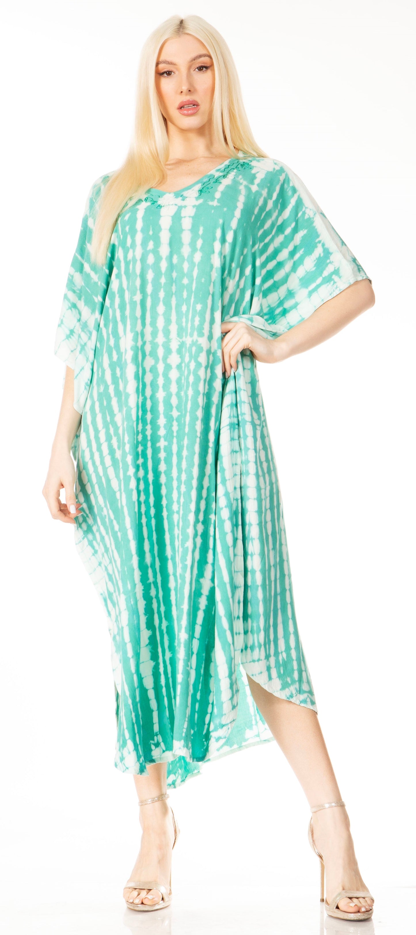Sakkas Maitte Women's V-Neck Printed Kaftan Cover-Up Dress for the Beach - Buy One Get One