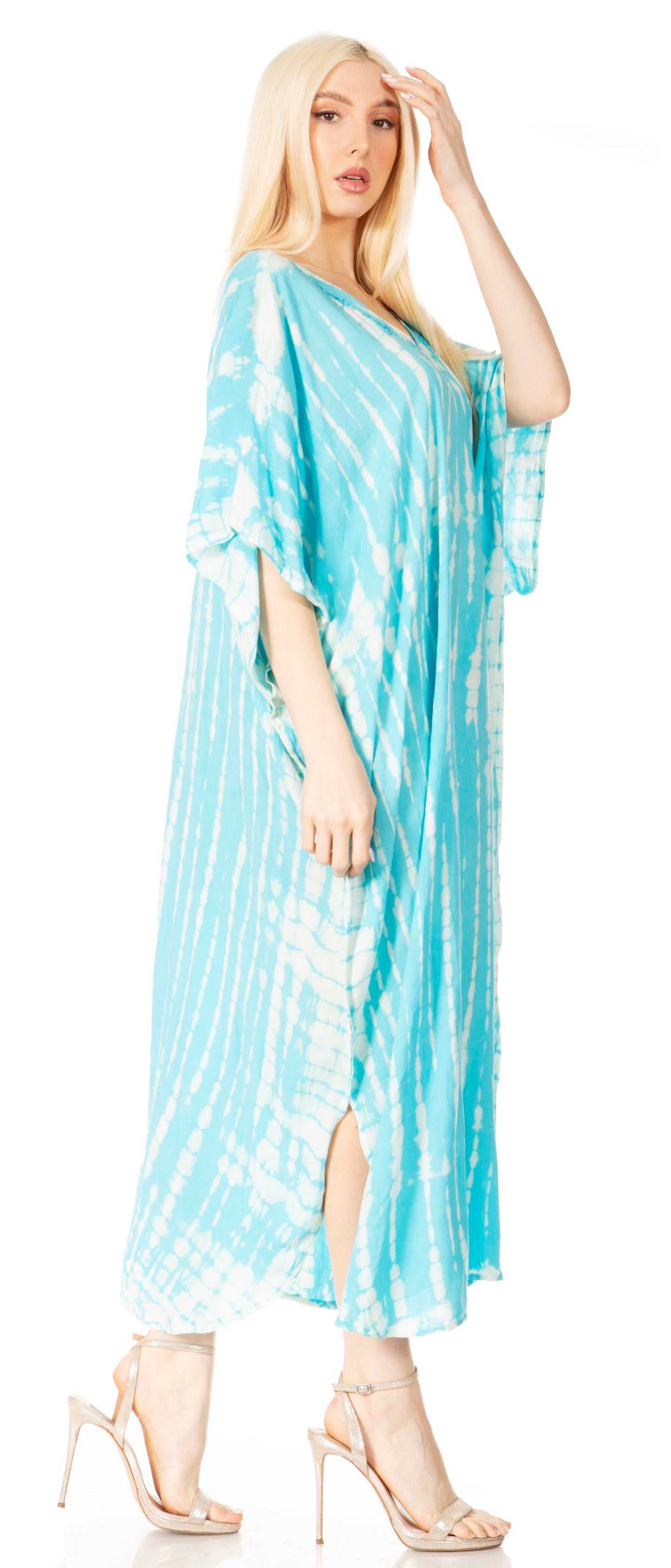 Sakkas Maitte Women's V-Neck Printed Kaftan Cover-Up Dress for the Beach - Buy One Get One