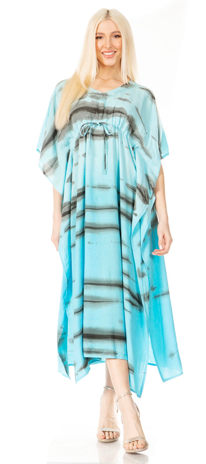 Sakkas Maitte Women's V-Neck Printed Kaftan Cover-Up Dress for the Beach - Buy One Get One