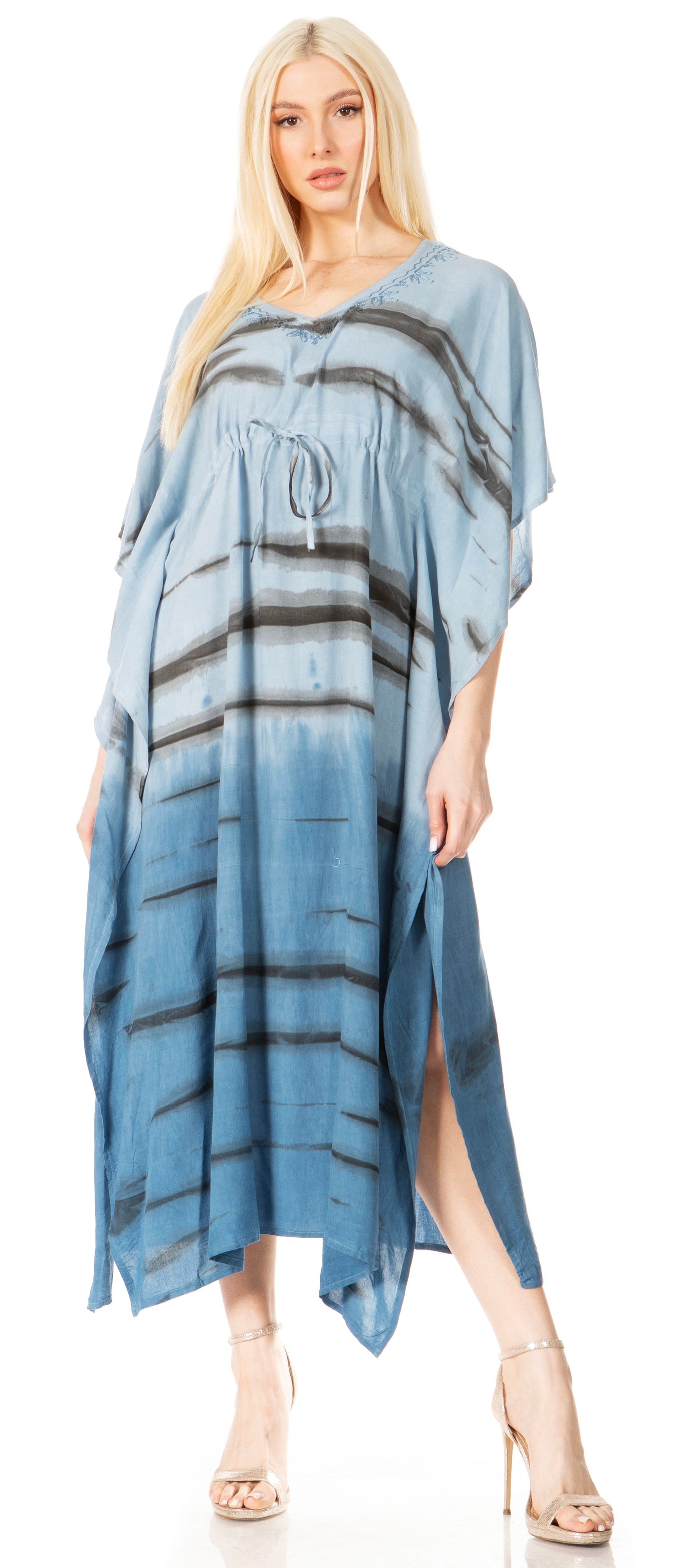 Sakkas Maitte Women's V-Neck Printed Kaftan Cover-Up Dress for the Beach - Buy One Get One