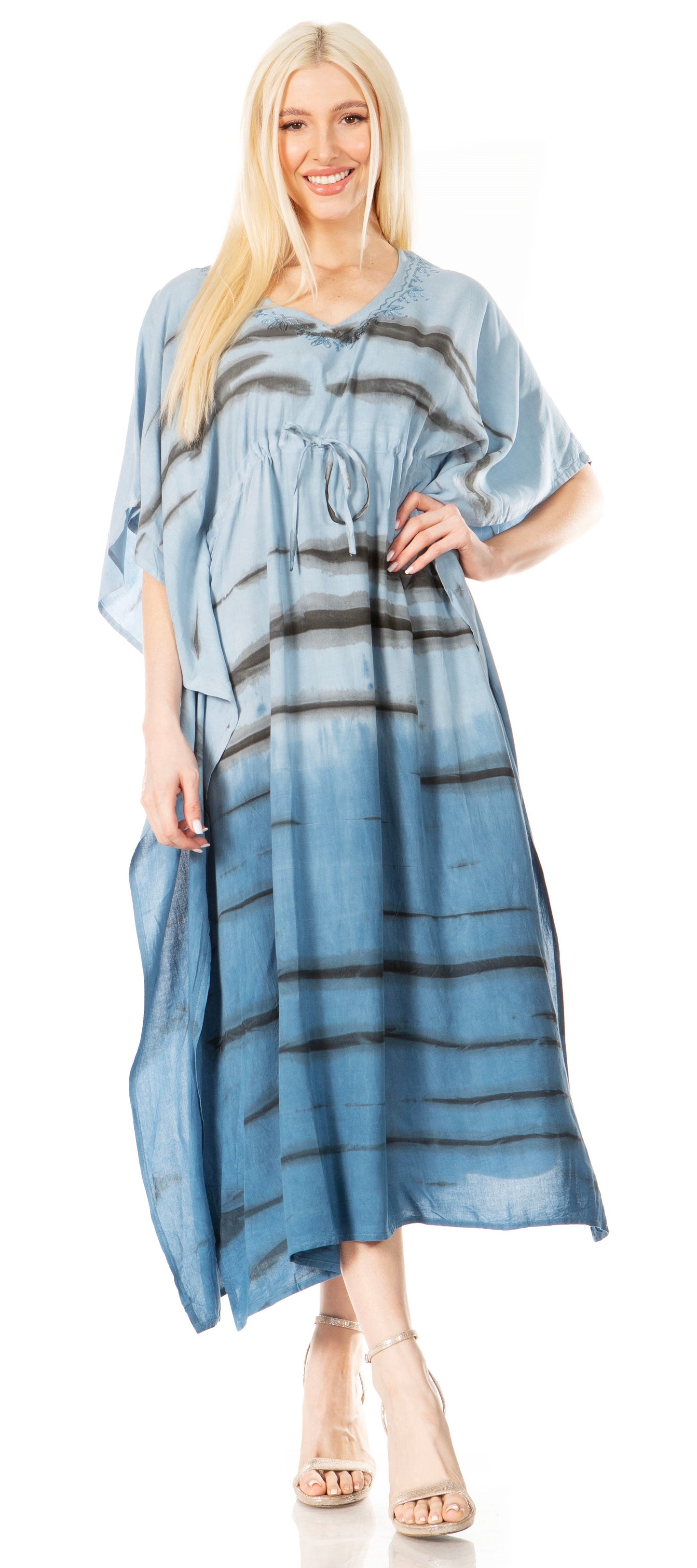 Sakkas Maitte Women's V-Neck Printed Kaftan Cover-Up Dress for the Beach - Buy One Get One