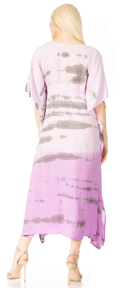 Sakkas Maitte Women's V-Neck Printed Kaftan Cover-Up Dress for the Beach - Buy One Get One