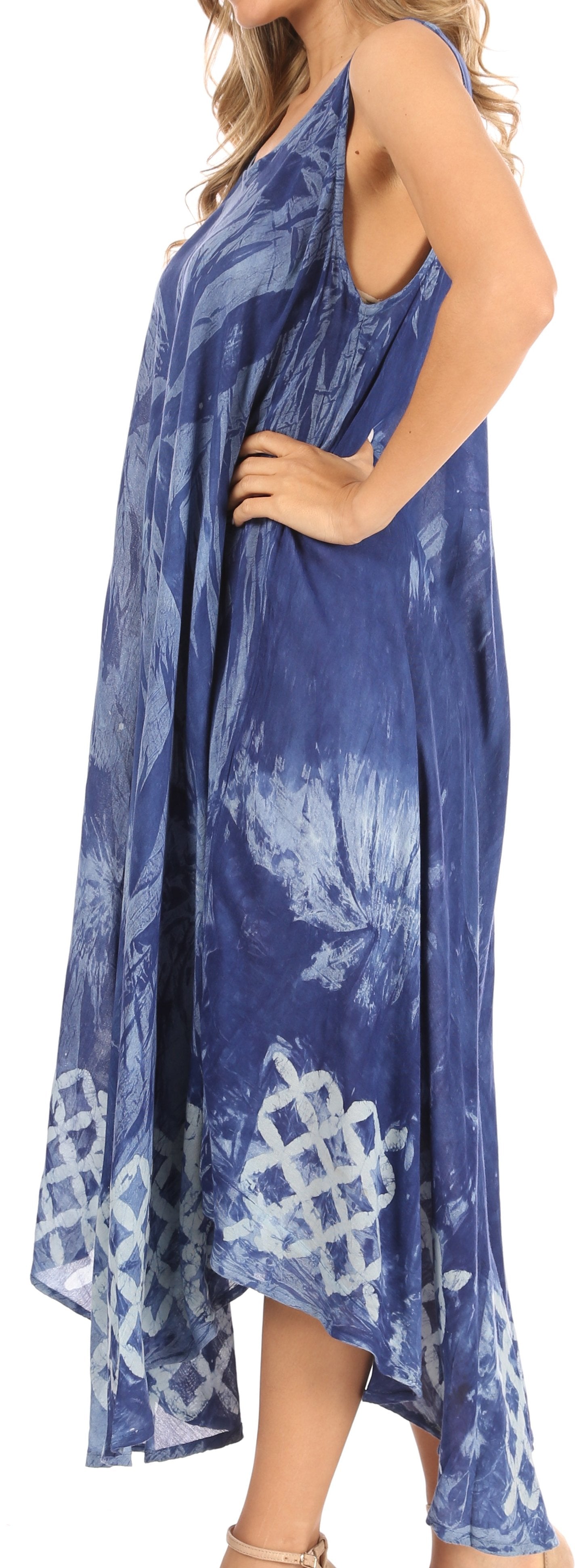 Sakkas Arema Women's Casual Summer Sleeveless Caftan Maxi Tent Dress Batik Loose