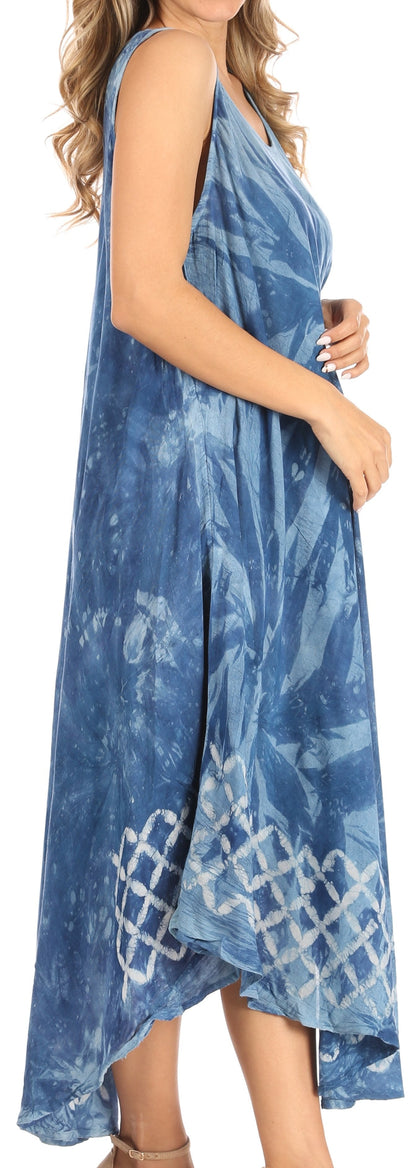 Sakkas Arema Women's Casual Summer Sleeveless Caftan Maxi Tent Dress Batik Loose