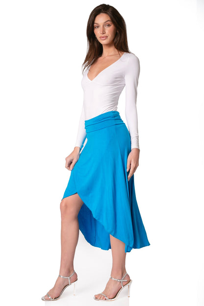 Sakkas Soft Jersey Feel Solid Color Strapless High Low Dress / Skirt
