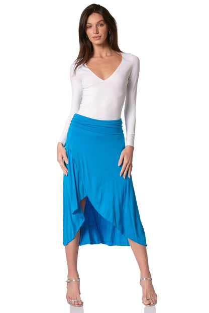 Sakkas Soft Jersey Feel Solid Color Strapless High Low Dress / Skirt