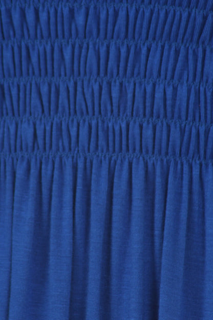Sakkas Soft Jersey Feel Solid Color Smocked Bodice String Halter Long Dress