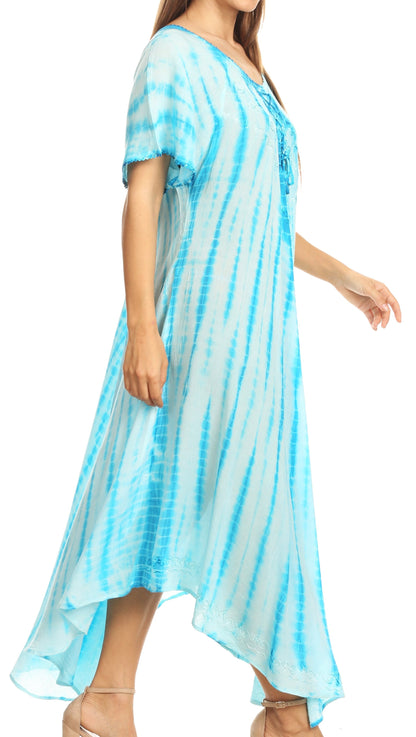 Sakkas Melika Tie Dye Caftan Dress