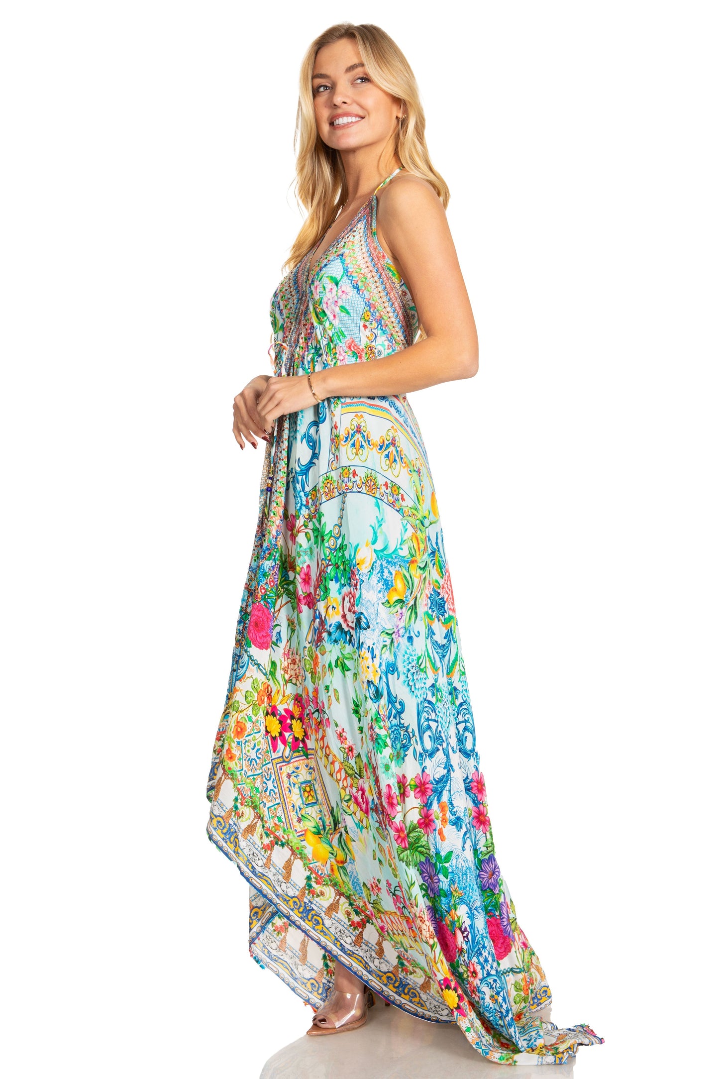 Sakkas Lizi 2025 Womens Maxi High-low Halter Handkerchief Long Dress Beach Party