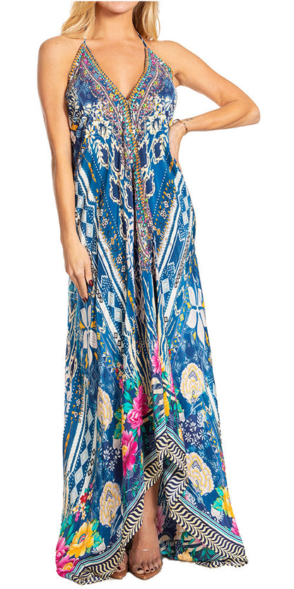 Sakkas Lizi 2025 Womens Maxi High-low Halter Handkerchief Long Dress Beach Party