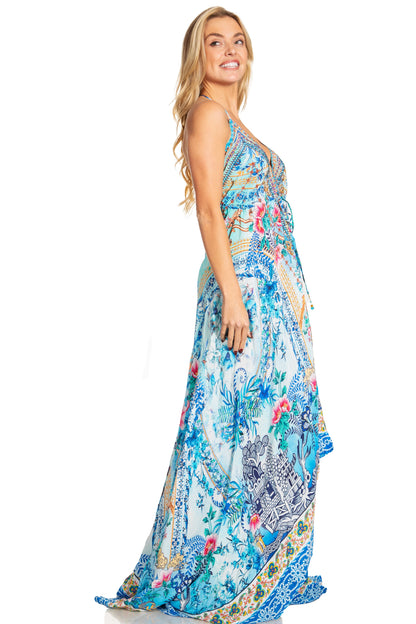 Sakkas Lizi 2025 Womens Maxi High-low Halter Handkerchief Long Dress Beach Party