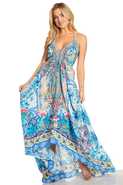 Sakkas Lizi 2025 Womens Maxi High-low Halter Handkerchief Long Dress Beach Party