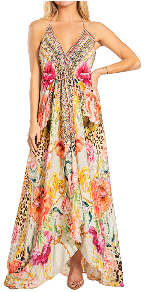 Sakkas Lizi 2025 Womens Maxi High-low Halter Handkerchief Long Dress Beach Party