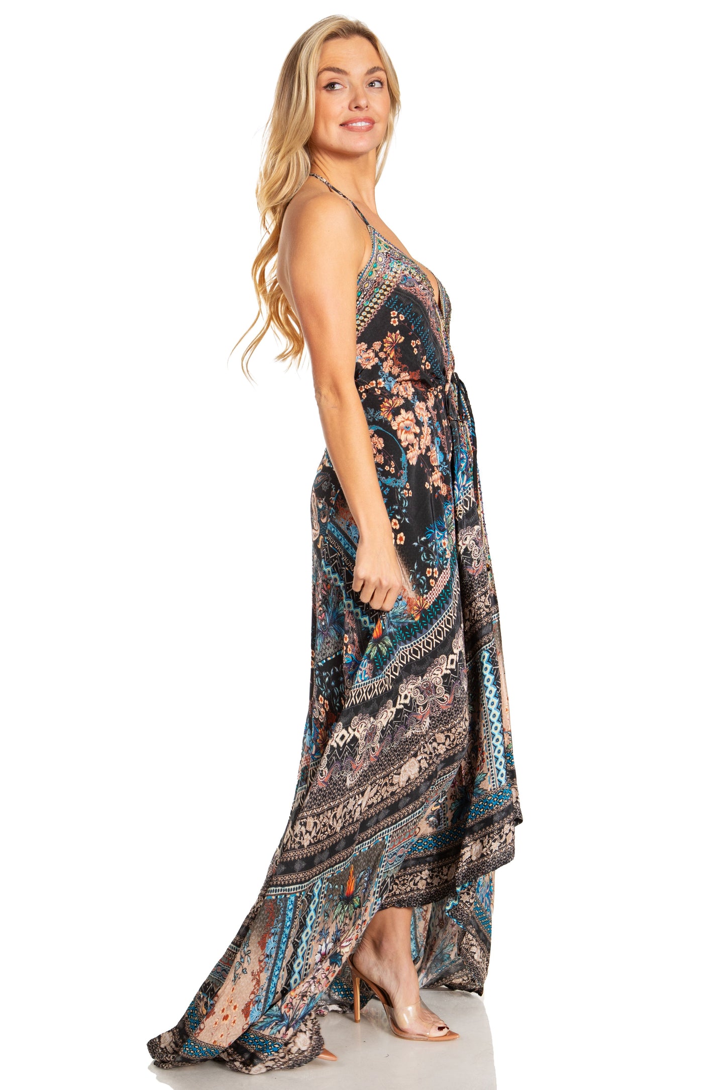 Sakkas Lizi 2025 Womens Maxi High-low Halter Handkerchief Long Dress Beach Party