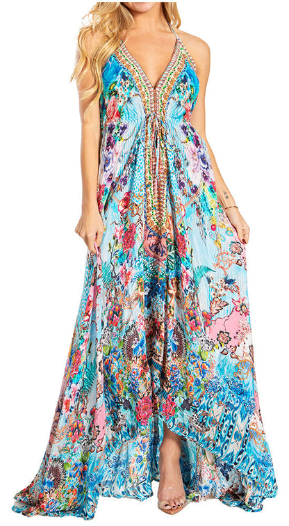 Sakkas Lizi 2025 Womens Maxi High-low Halter Handkerchief Long Dress Beach Party