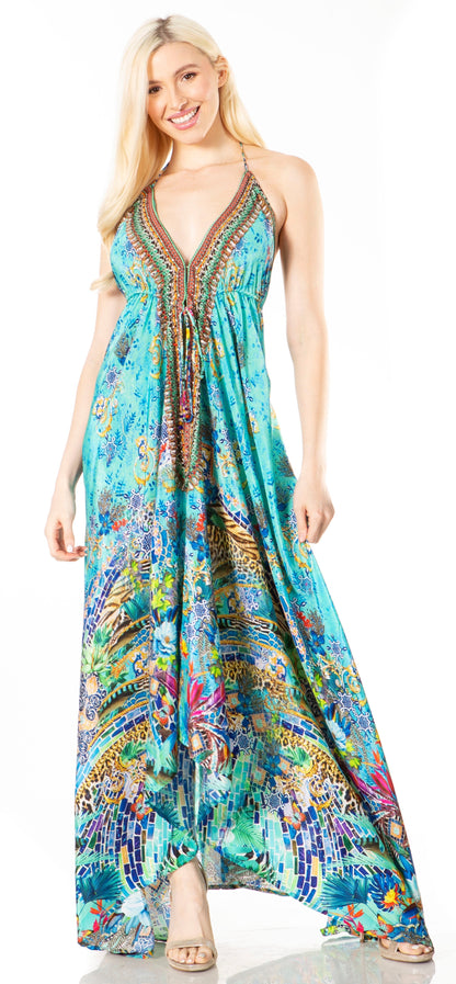 Sakkas Lizi 2 Women's High-Low Halter Maxi Dress for Beach and Vacation Parties