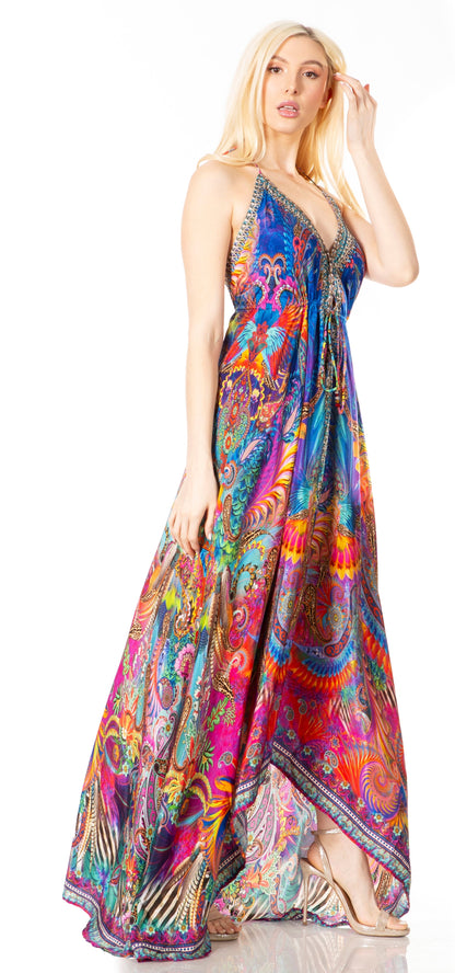 Sakkas Lizi 2 Women's High-Low Halter Maxi Dress for Beach and Vacation Parties
