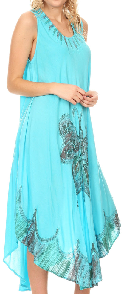 Sakkas Keola Women's Maxi Caftan Bathing Suit Cover Up Summer Dress Sleeveless