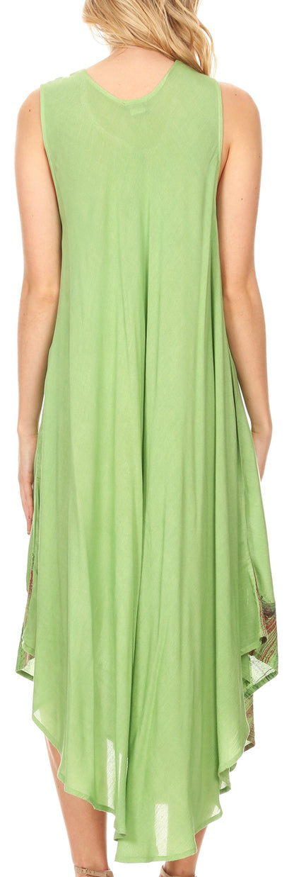Sakkas Keola Women's Maxi Caftan Bathing Suit Cover Up Summer Dress Sleeveless
