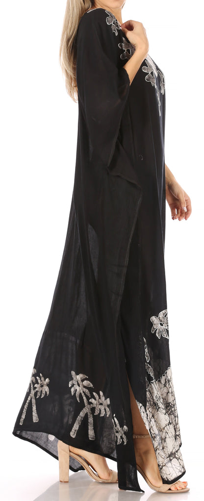 Sakkas Leonor Women's Boho Casual Long Maxi Caftan Dress Kaftan Cover-up LougeWear