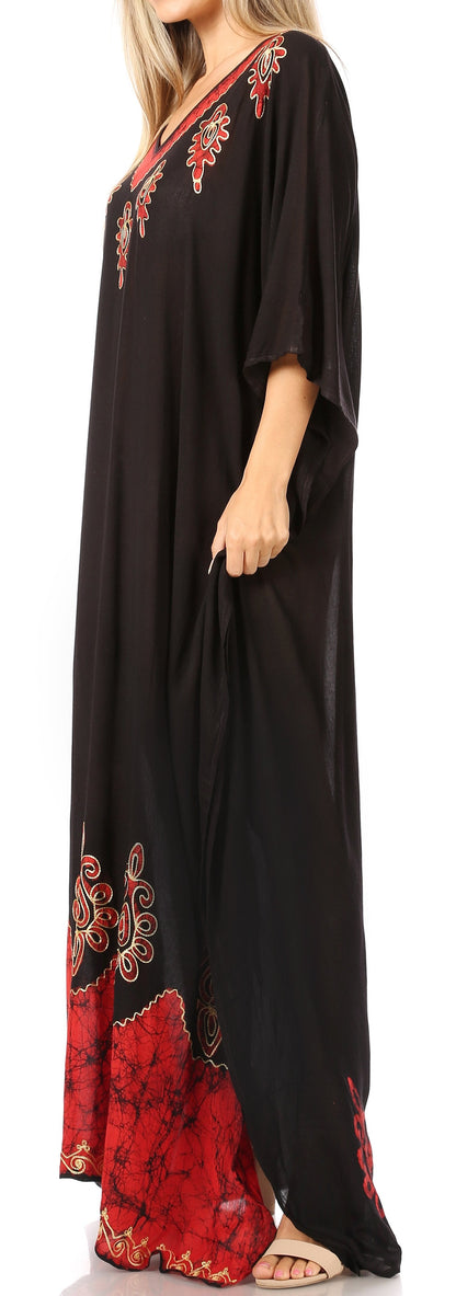 Sakkas Leonor Women's Boho Casual Long Maxi Caftan Dress Kaftan Cover-up LougeWear