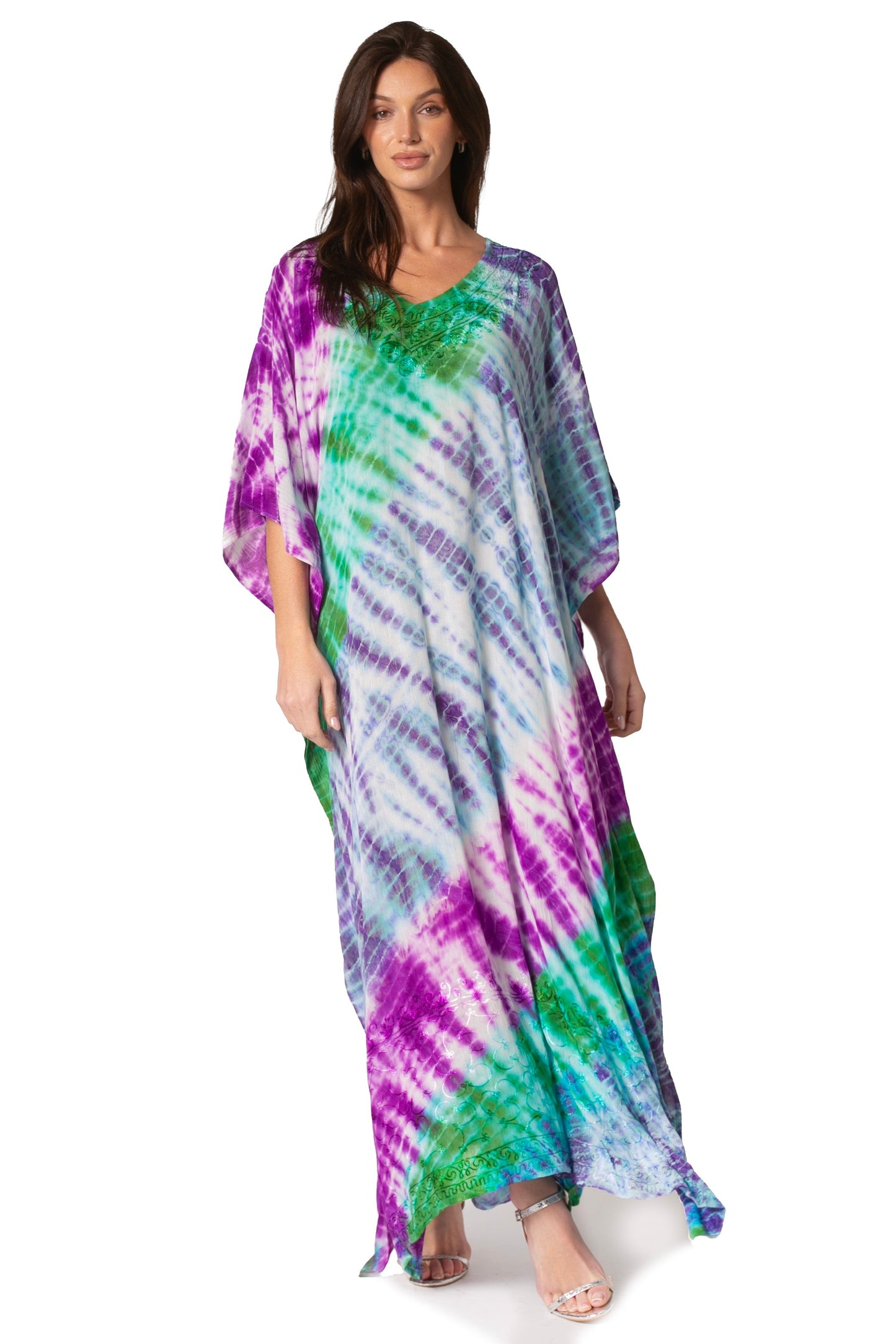 Sakkas Catia Women's Boho-Style Long Maxi Caftan for Lounging and Casual Wear