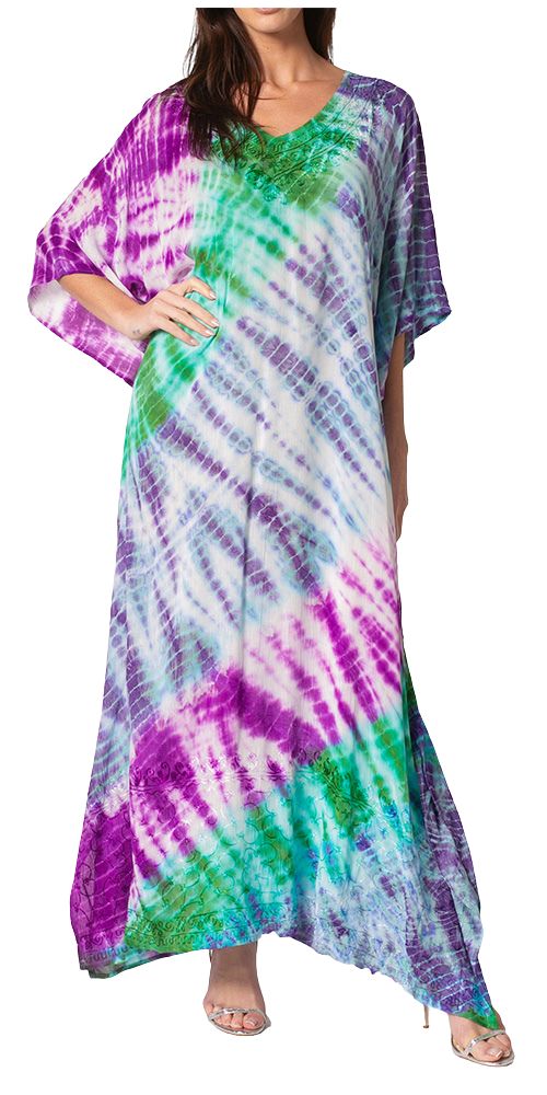 Sakkas Catia Women's Boho-Style Long Maxi Caftan for Lounging and Casual Wear