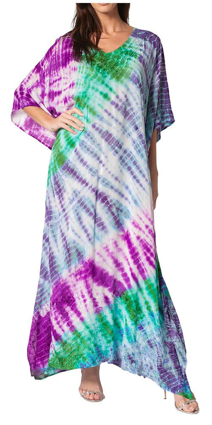 Sakkas Catia Women's Boho-Style Long Maxi Caftan for Lounging and Casual Wear