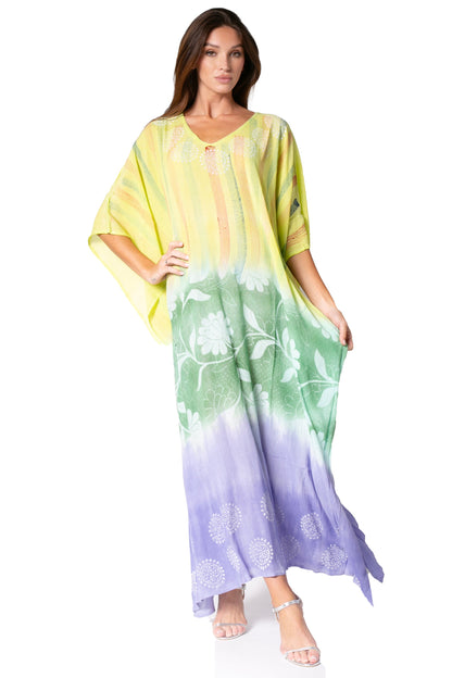 Sakkas Catia Women's Boho-Style Long Maxi Caftan for Lounging and Casual Wear
