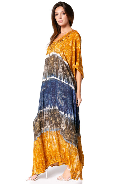 Sakkas Catia Women's Boho-Style Long Maxi Caftan for Lounging and Casual Wear