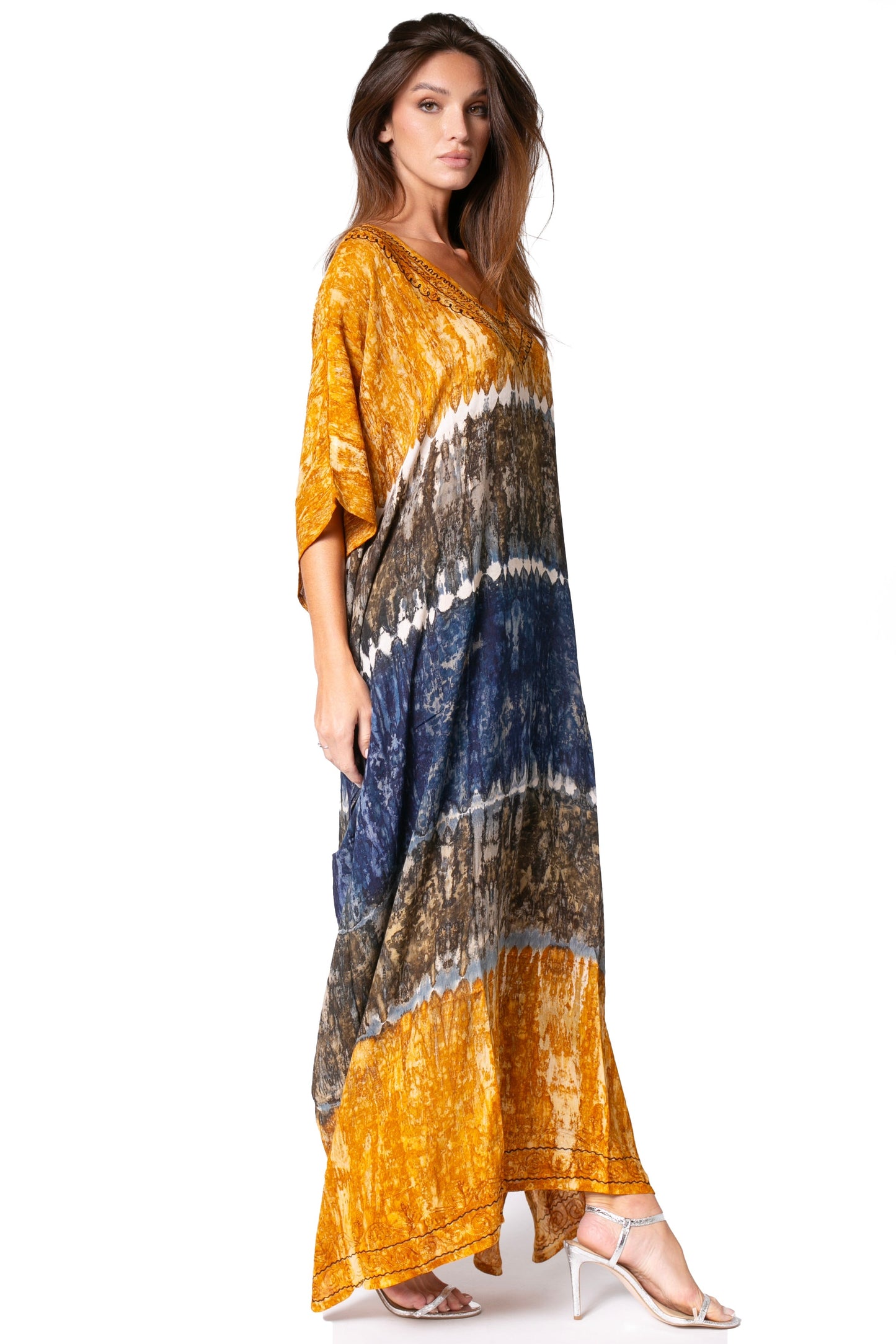 Sakkas Catia Women's Boho-Style Long Maxi Caftan for Lounging and Casual Wear