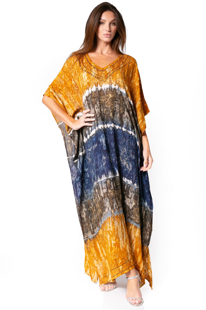 Sakkas Catia Women's Boho-Style Long Maxi Caftan for Lounging and Casual Wear