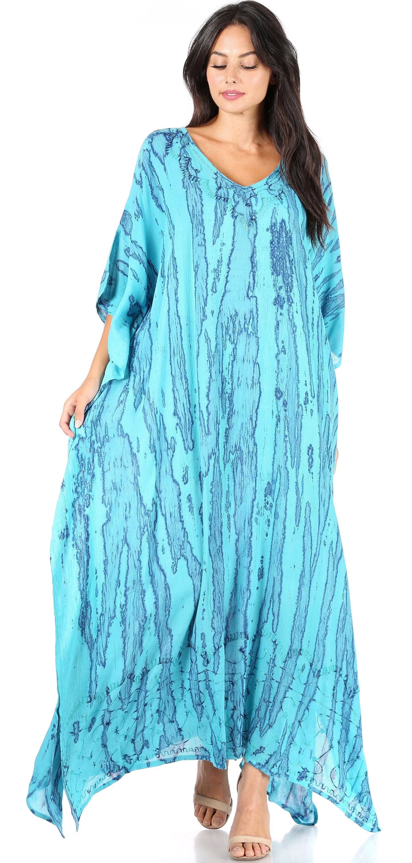 Sakkas Catia Women's Boho-Style Long Maxi Caftan for Lounging and Casual Wear