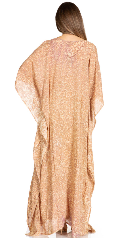 Sakkas Catia Women's Boho-Style Long Maxi Caftan for Lounging and Casual Wear