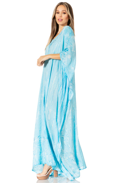 Sakkas Catia Women's Boho-Style Long Maxi Caftan for Lounging and Casual Wear