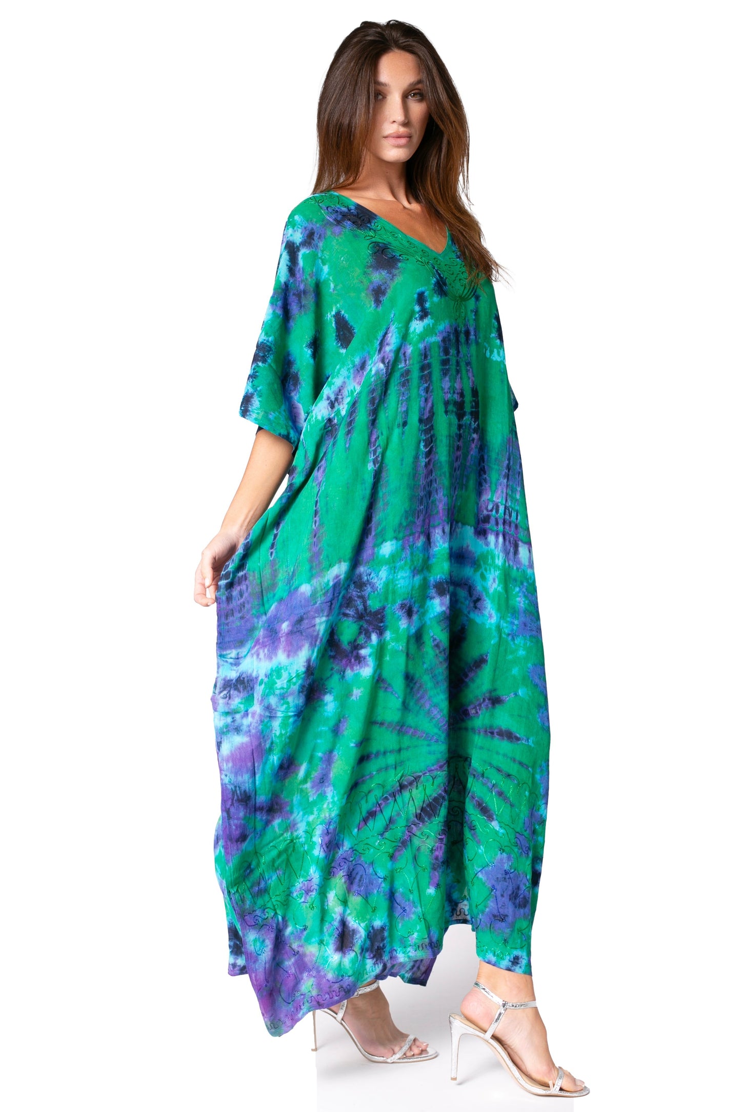 Sakkas Catia Women's Boho-Style Long Maxi Caftan for Lounging and Casual Wear