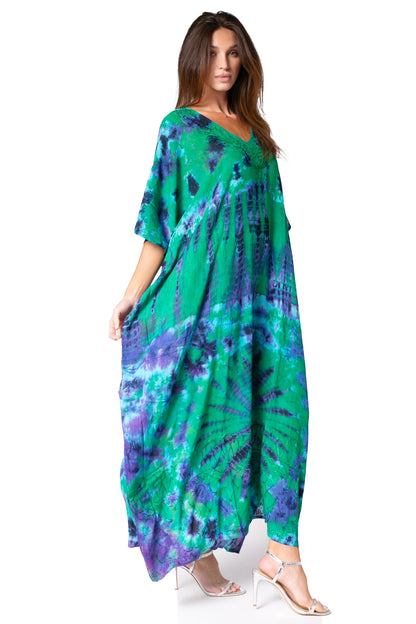 Sakkas Catia Women's Boho-Style Long Maxi Caftan for Lounging and Casual Wear
