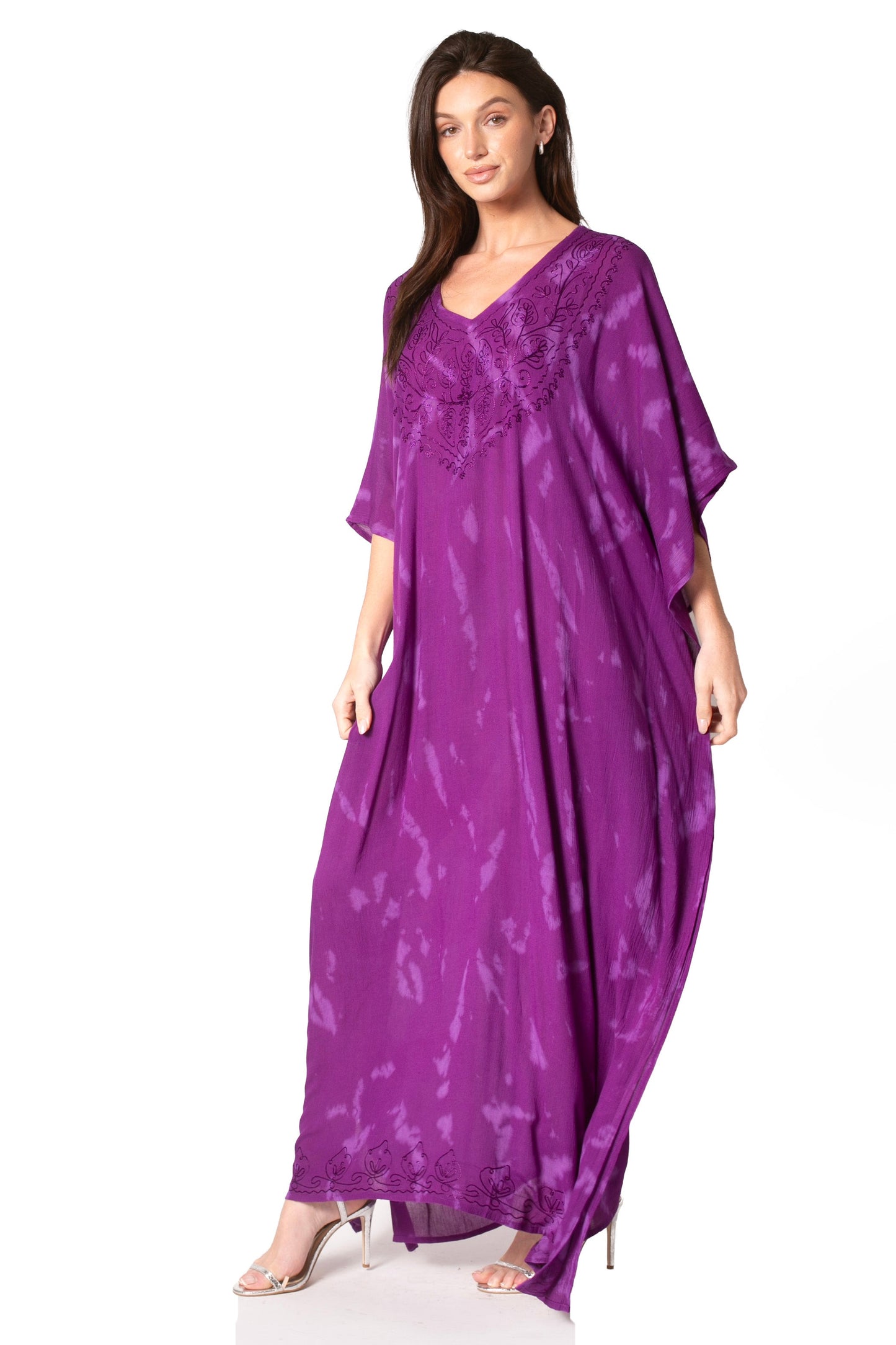 Sakkas Catia Women's Boho-Style Long Maxi Caftan for Lounging and Casual Wear