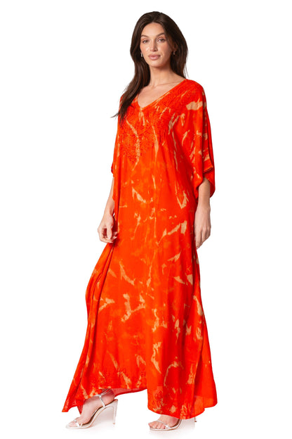 Sakkas Catia Women's Boho-Style Long Maxi Caftan for Lounging and Casual Wear