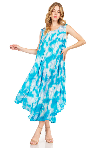 Sakkas Starlight Third Tie Dye Caftan Dress: Women's Beach Cover Up