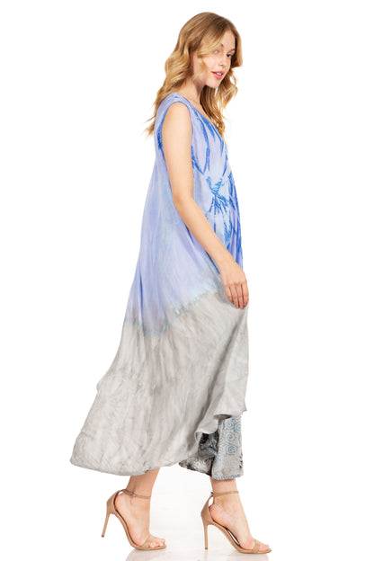 Sakkas Starlight Fourth Women's Tie Dye Caftan Tank Dress/Cover Up  Beach Kaftan