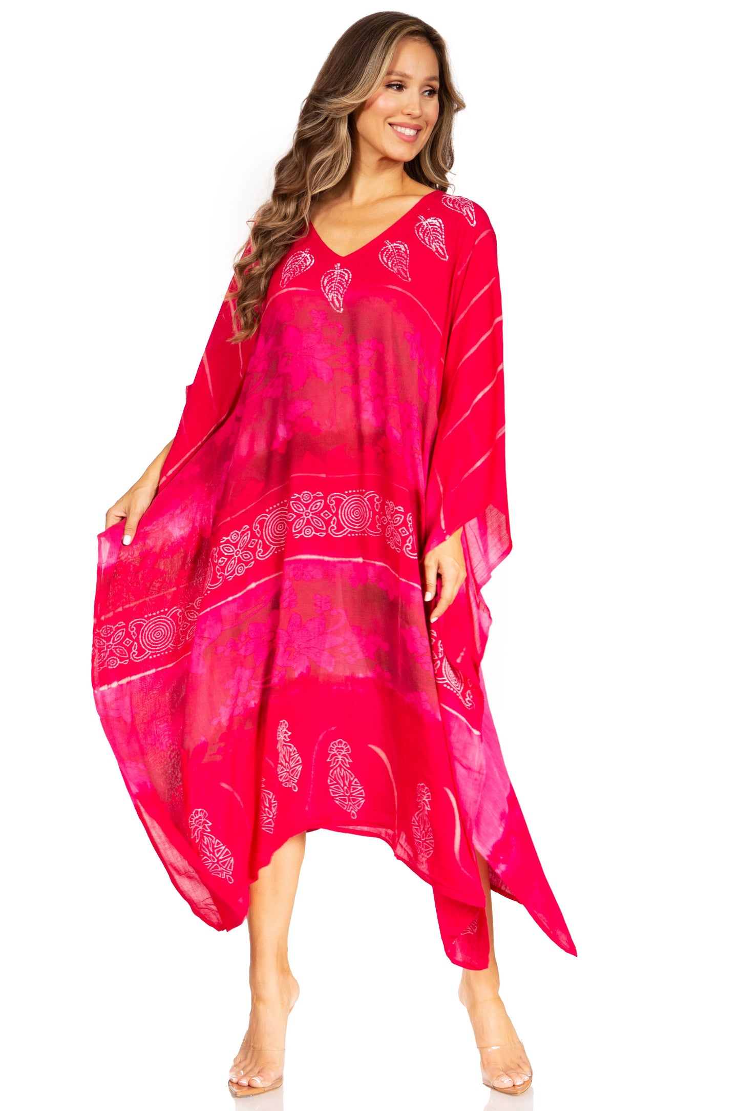 Sakkas Clementine Second Women's Tie Dye Caftan Dress/Cover Up Beach Kaftan Boho