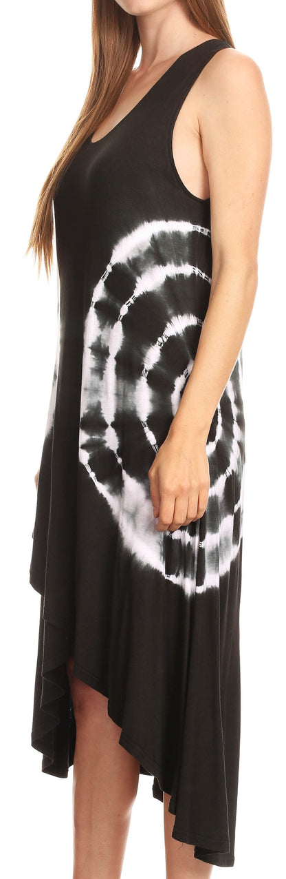 Sakkas Havva Knit Tie-dye Sleeveless Hi Low Dress with Scoop Neck