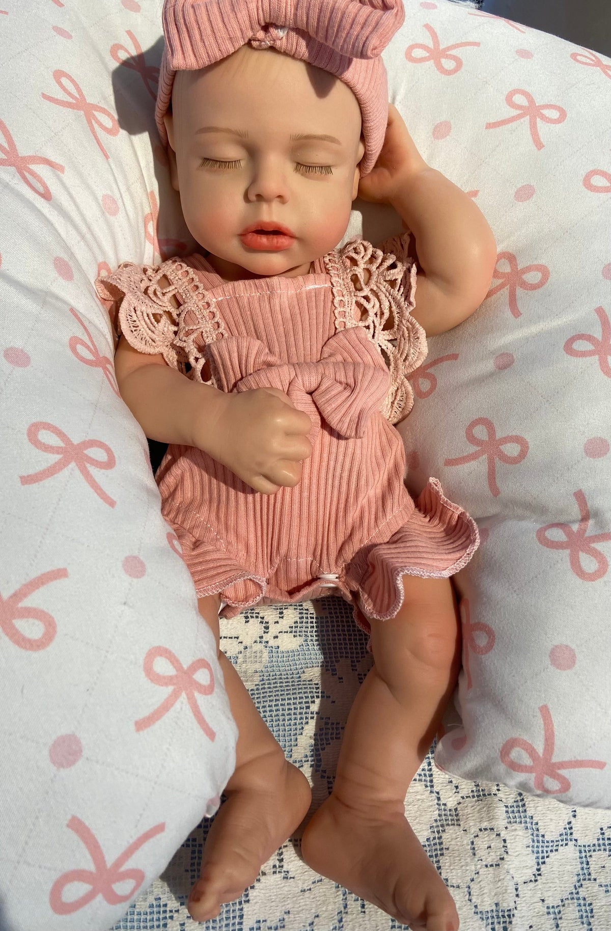 Lizzy 16in reborn baby Full Silicone Preemie Painted Hair open mouth approx 4lbs