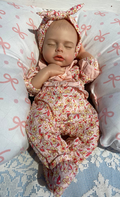 Lizzy 16in reborn baby Full Silicone Preemie Painted Hair open mouth approx 4lbs