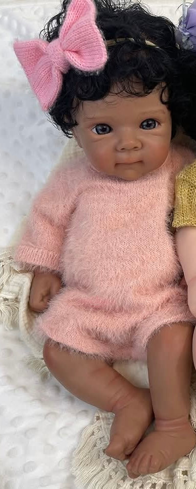 Eden 18” Newborn Girl Full Body Silicone Brown Skin Tone Open Mouth approx 7lbs. Turn Around Time approx. 10 Days