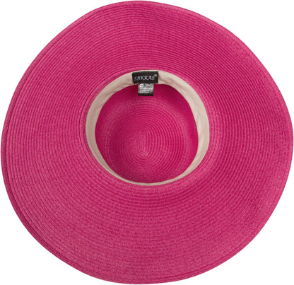 Sakkas Bella UPF 50+ 100% Paper Straw Flower Accent Wide Brim Floppy Hat